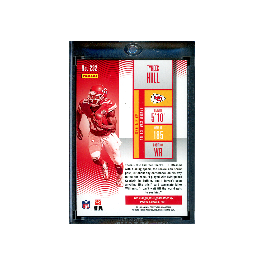 Tyreek Hill 2016 Panini Contenders Football Rookie Ticket Auto