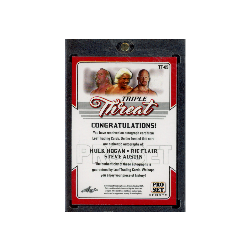 Hogan & Flair & Austin 2022 Leaf Pro Set Sports Triple Threat Auto Red