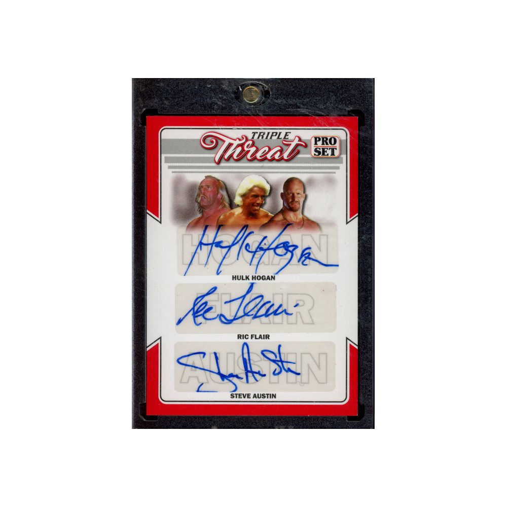 Hogan & Flair & Austin 2022 Leaf Pro Set Sports Triple Threat Auto Red