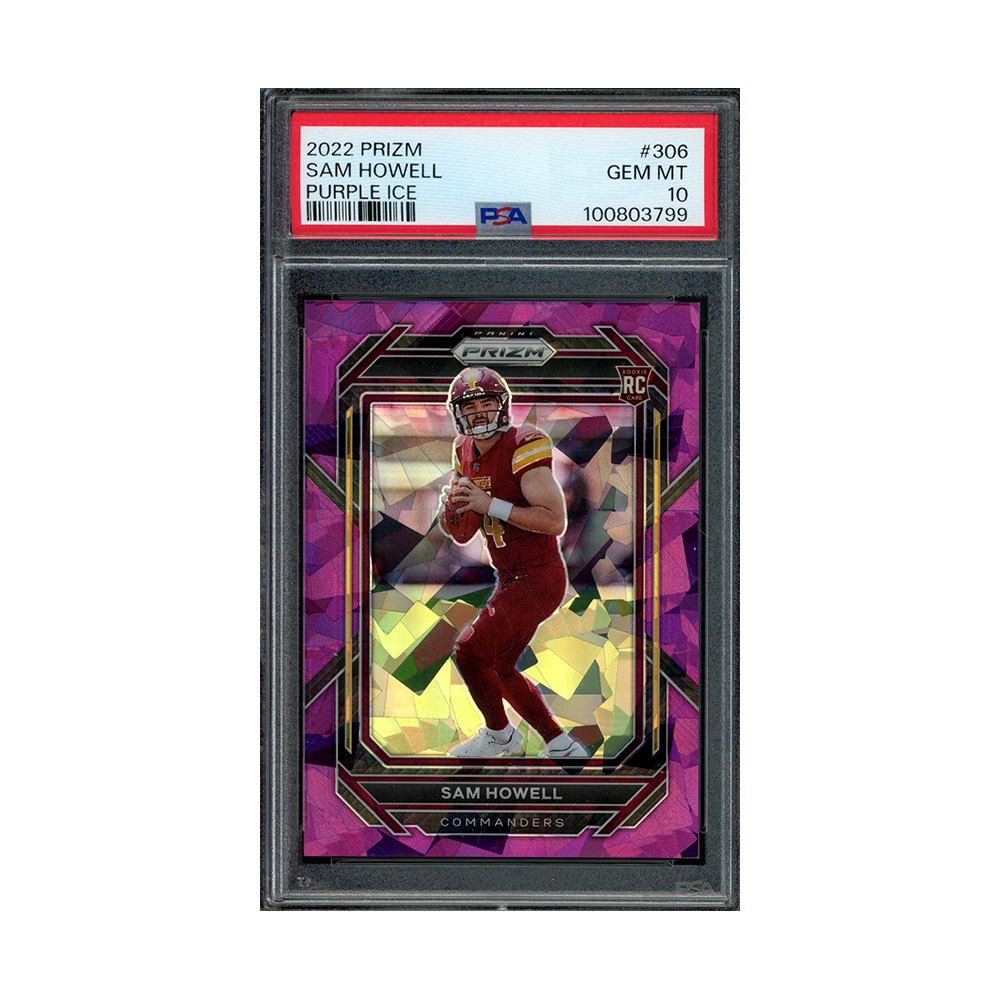 Sam Howell 2022 Panini Prizm Football Purple Ice Primz Rookie /225 PSA 10