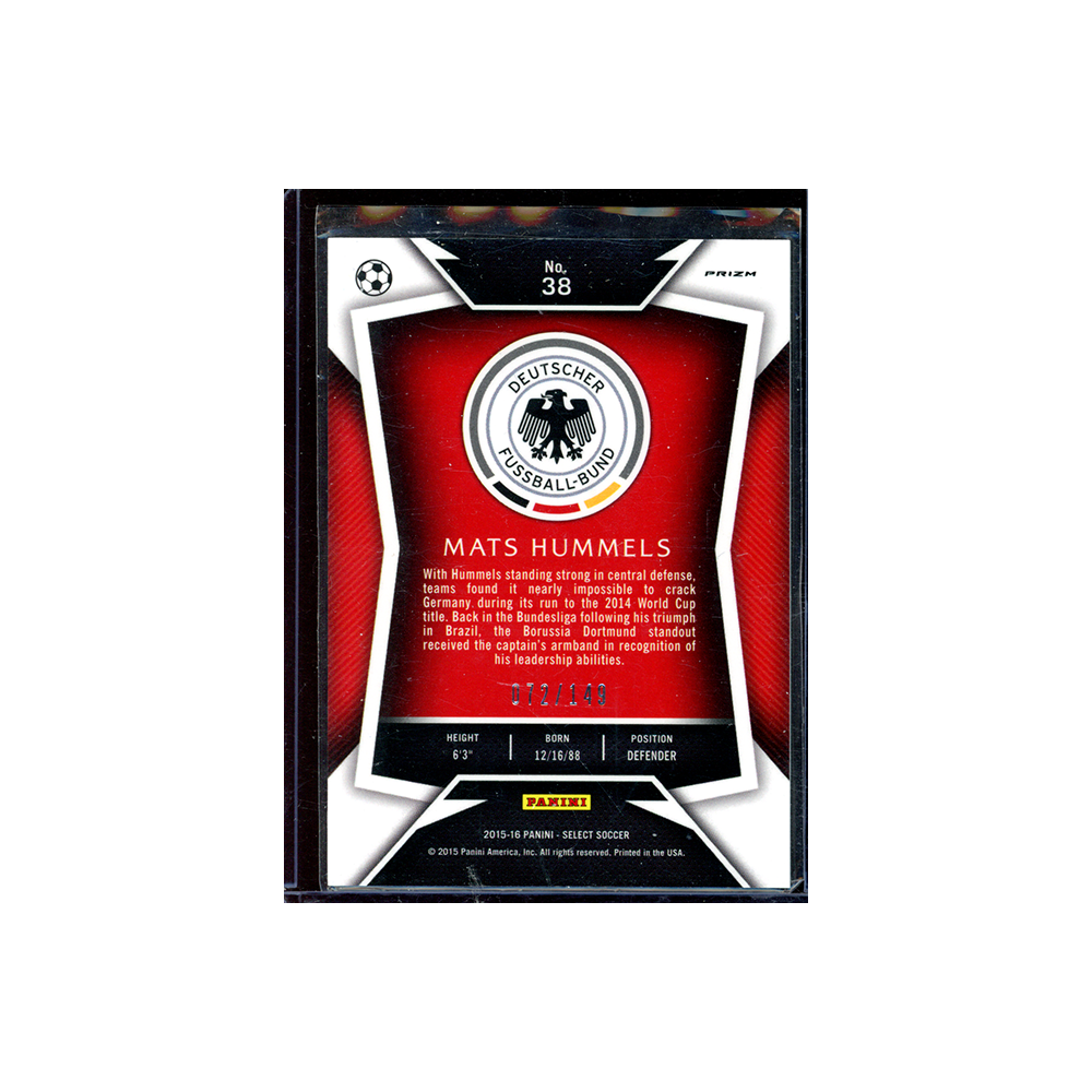 Mats Hummels 2015-16 Panini Select Soccer Orange /149