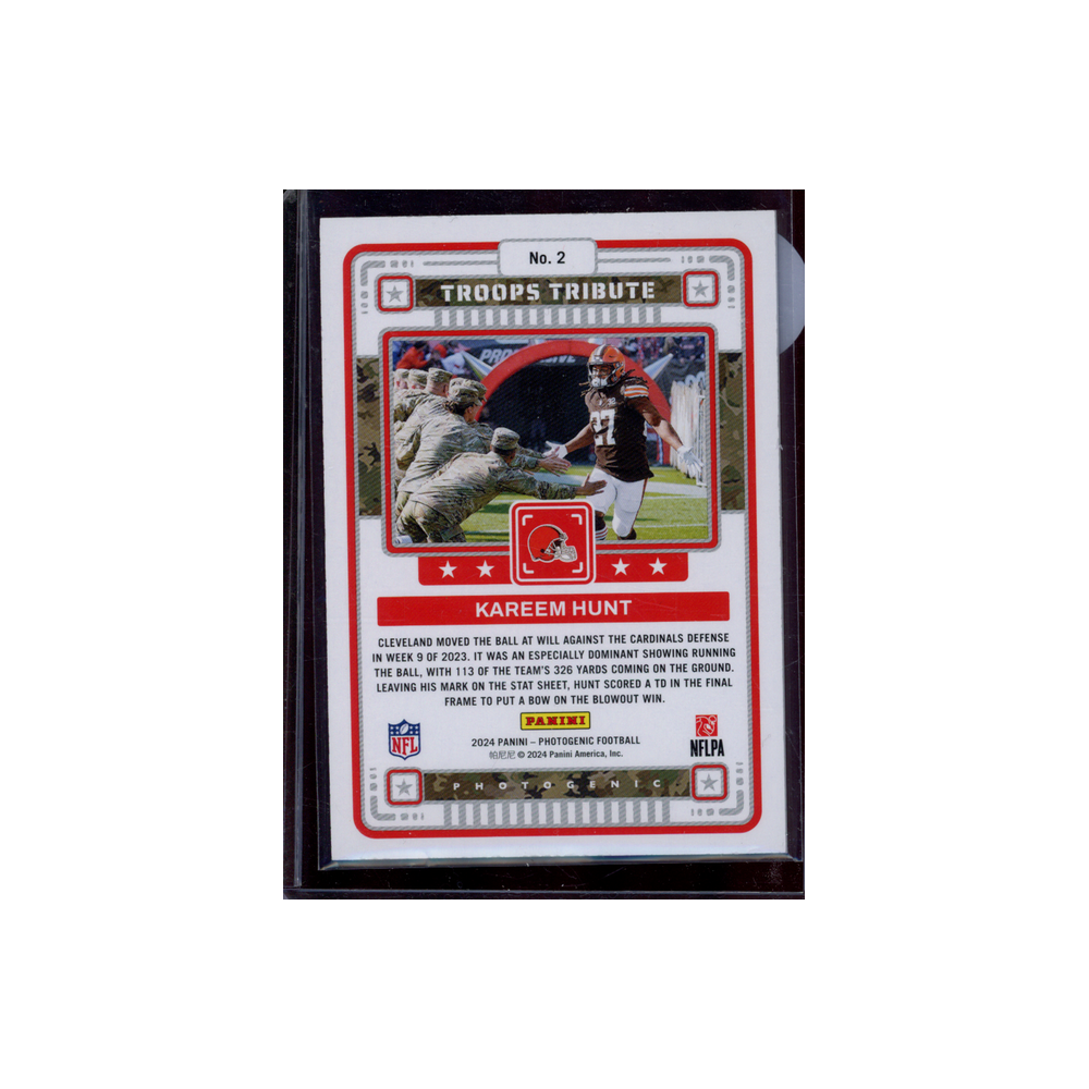 Kareem Hunt 2024 Panini Photogenic Football Troops Tribute /75