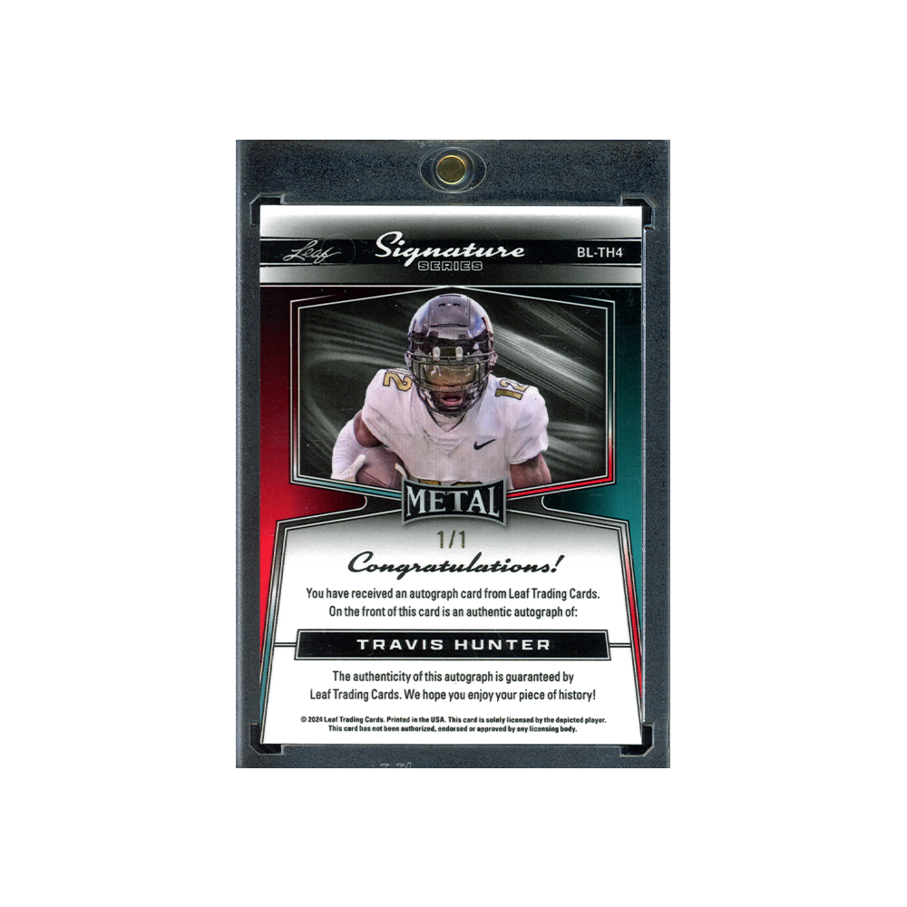 Travis Hunter 2024 Leaf Metal Signature Series Auto Cracked Ice 1/1