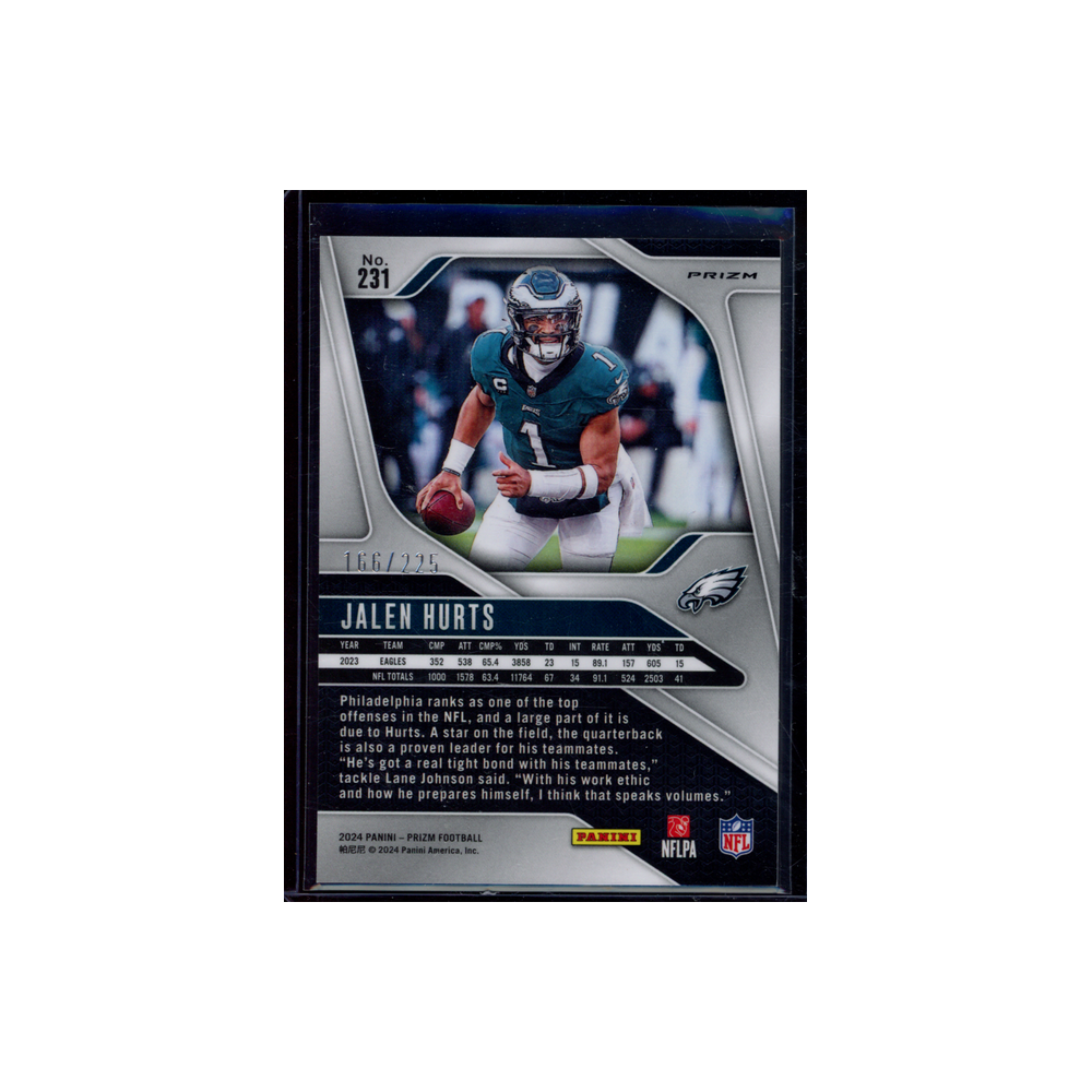 Jalen Hurts 2024 Panini Prizm Football Purple Ice /225