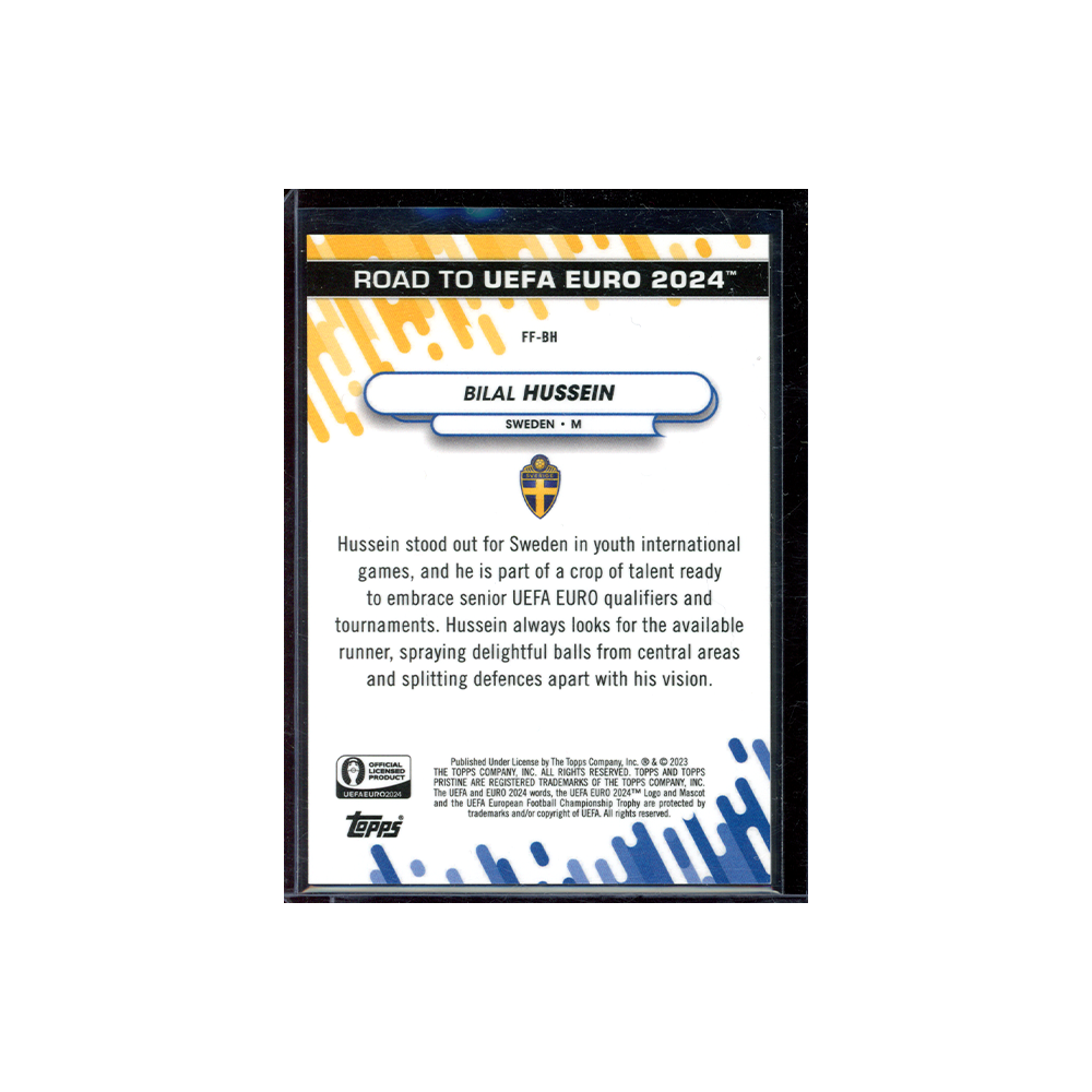 Bilal Hussein 2023 Topps Pristine Road to UEFA Euro 2024 Soccer Gold /50