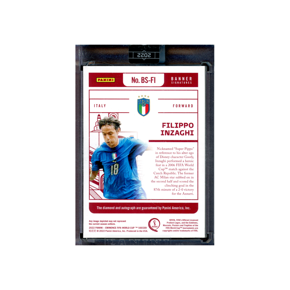 Filippo Inzaghi 2022 Panini Eminence WC Soccer Banner Signatures Auto /5