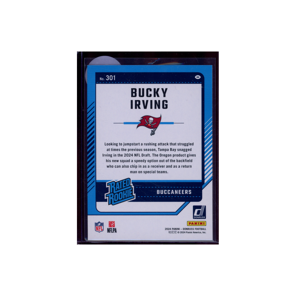 Bucky Irving 2024 Panini Donruss Football Rated Rookie Press Proof Green