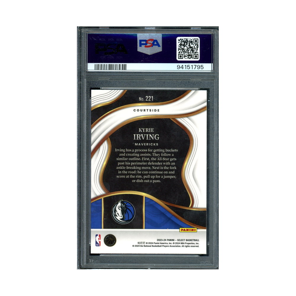 Kyrie Irving 2023 Panini Select Basketball Blue Courtside PSA 10
