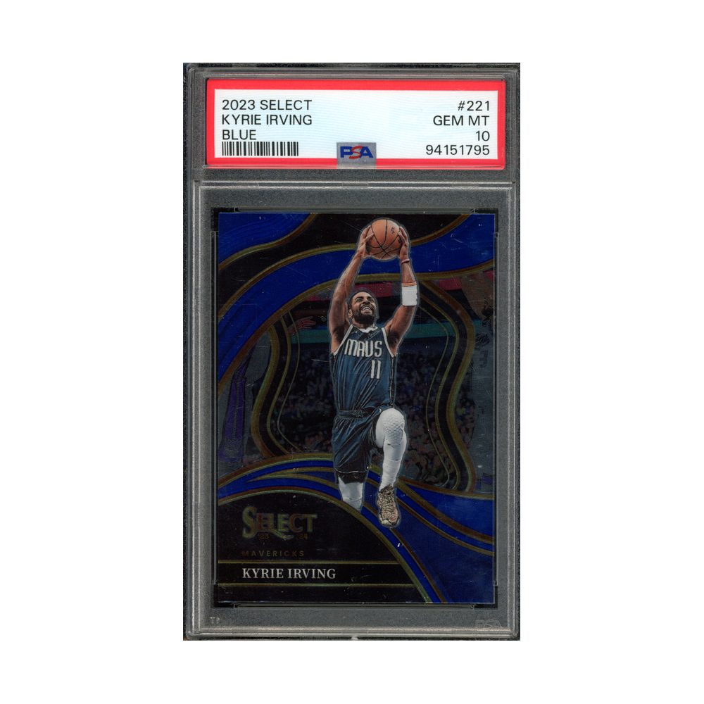 Kyrie Irving 2023 Panini Select Basketball Blue Courtside PSA 10