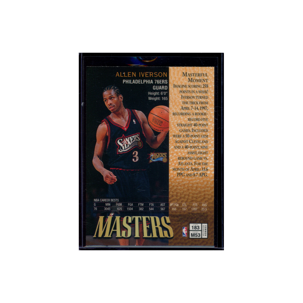 Allen Iverson 1997-98 Topps Finest Master With Coating #183