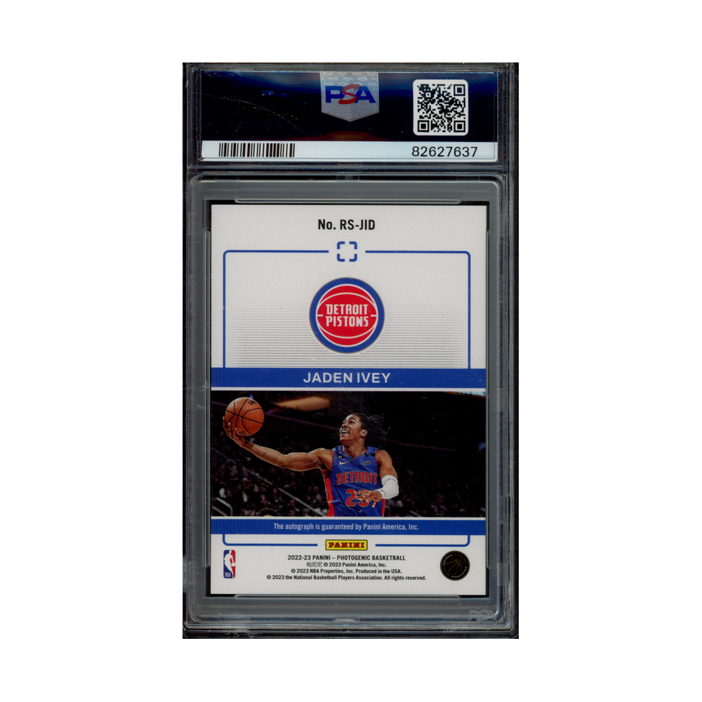 Jaden Ivey 2022 Panini Photogenic Basketball Rookie Auto Diamond /75 PSA 8