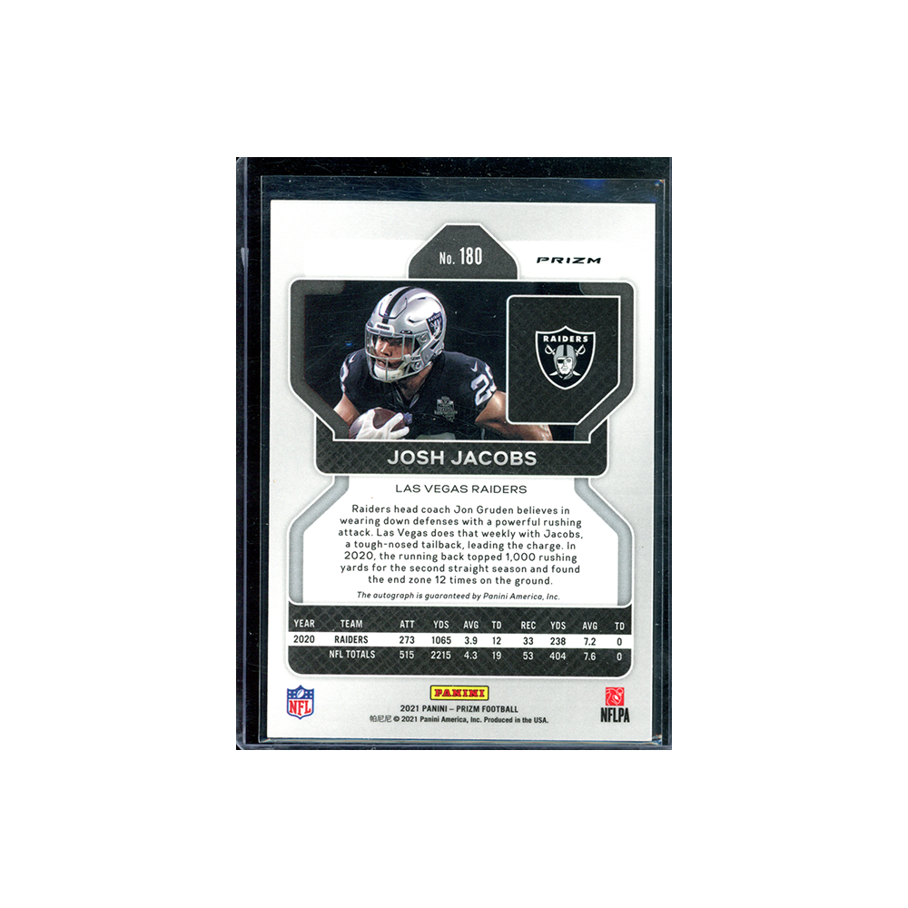 Josh Jacobs 2021 Panini Prizm Football Silver Prizm Auto
