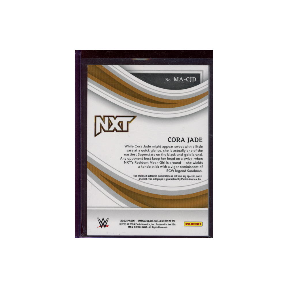 Cora Jade 2023 Panini Immaculate Collection WWE Memorabilia Patch Auto Gold /10