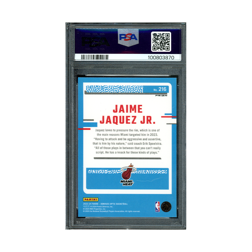 Jaime Jaquez 2024 Panini Donruss Optic Basketball Rated Rookie Holo PSA 10