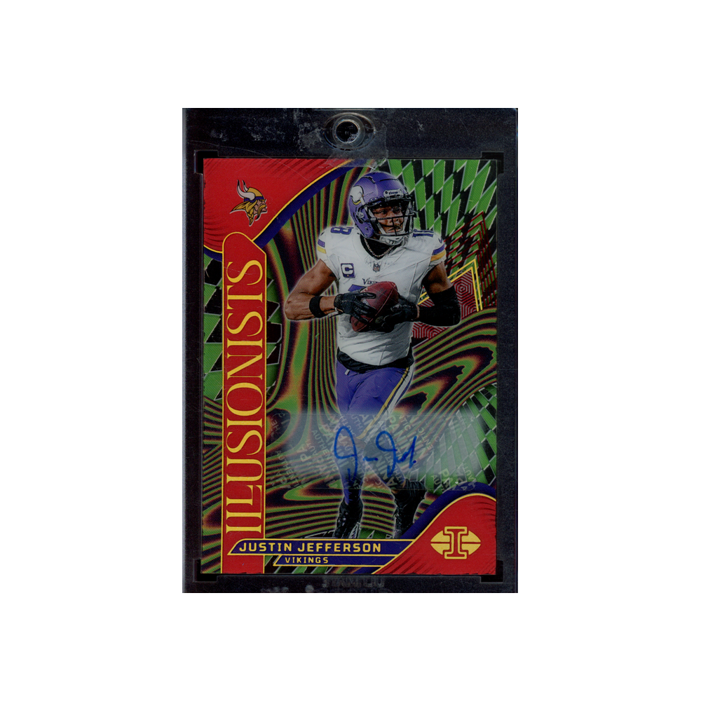 Justin Jefferson 2024 Panini Illusions Football Illusionists Auto Red /25