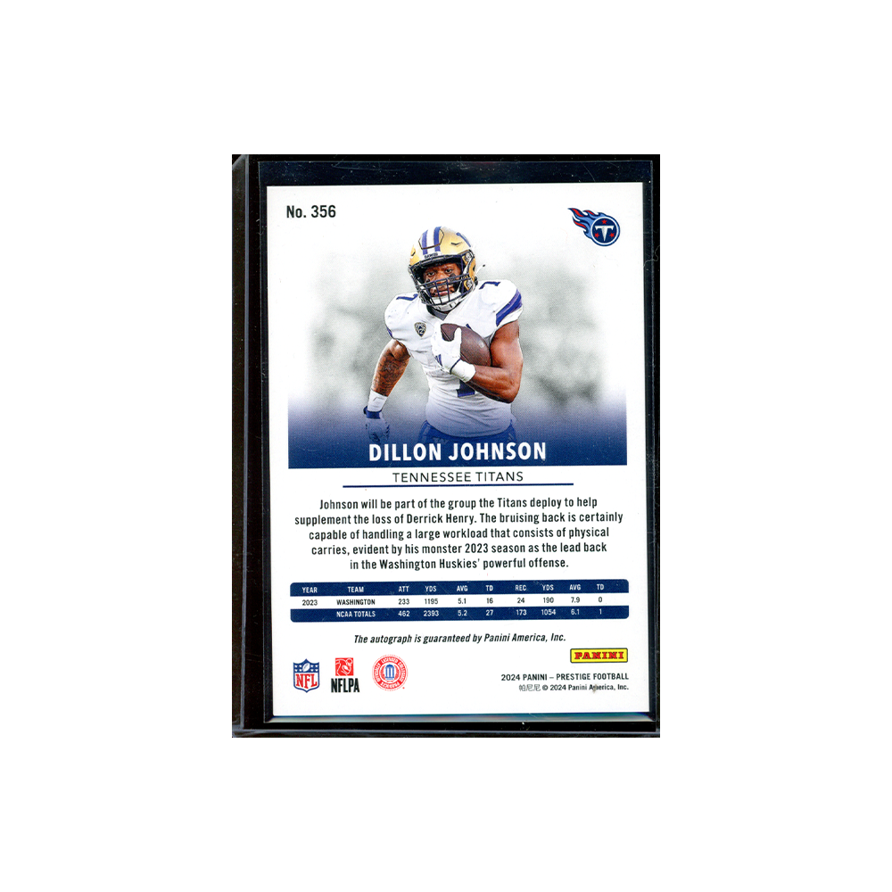 Dillon Johnson 2024 Panini Prestige Football Rookie XTRA Points Auto