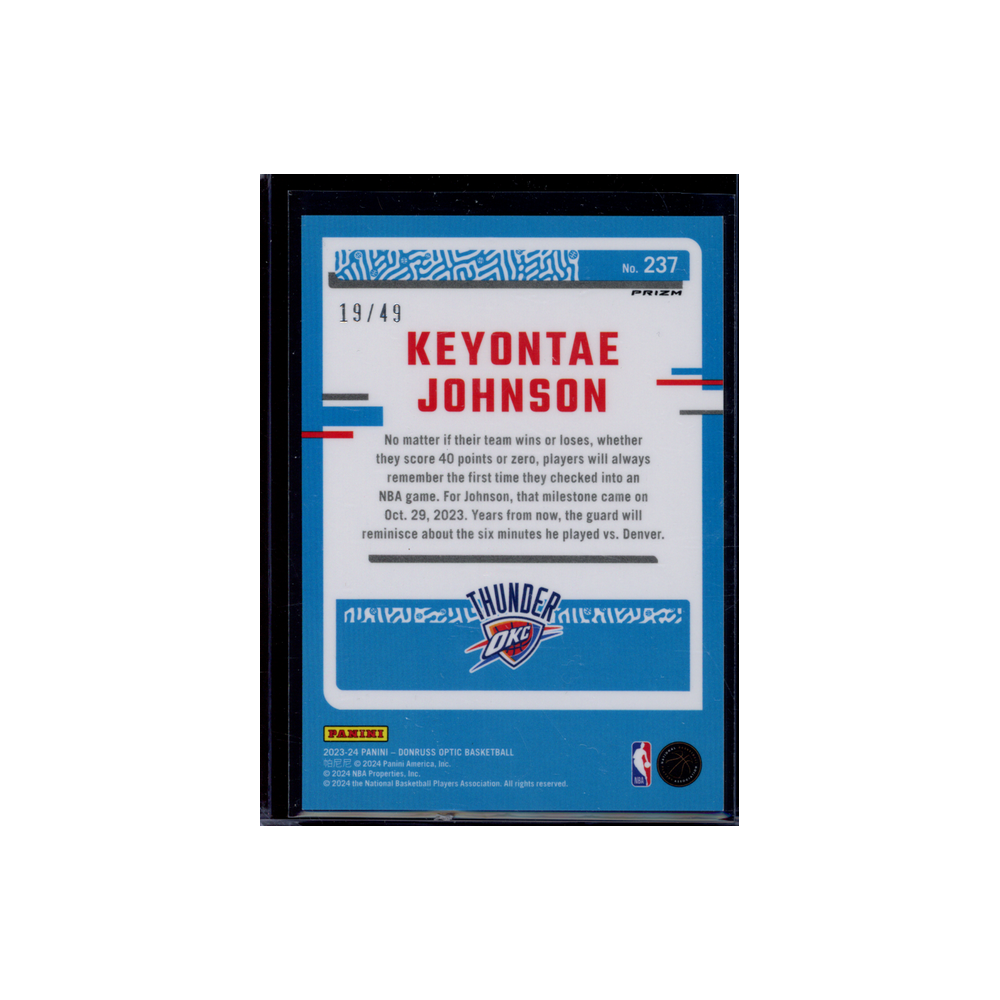 Keyontae Johnson 2023-24 Panini Donruss Optic Basketball Rated Rookie Blue Fast Break /49