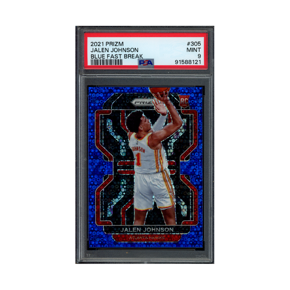 Jalen Johnson 2021 Panini Prizm Basketball Blue Fast Break Prizm Rookie /150 PSA 9