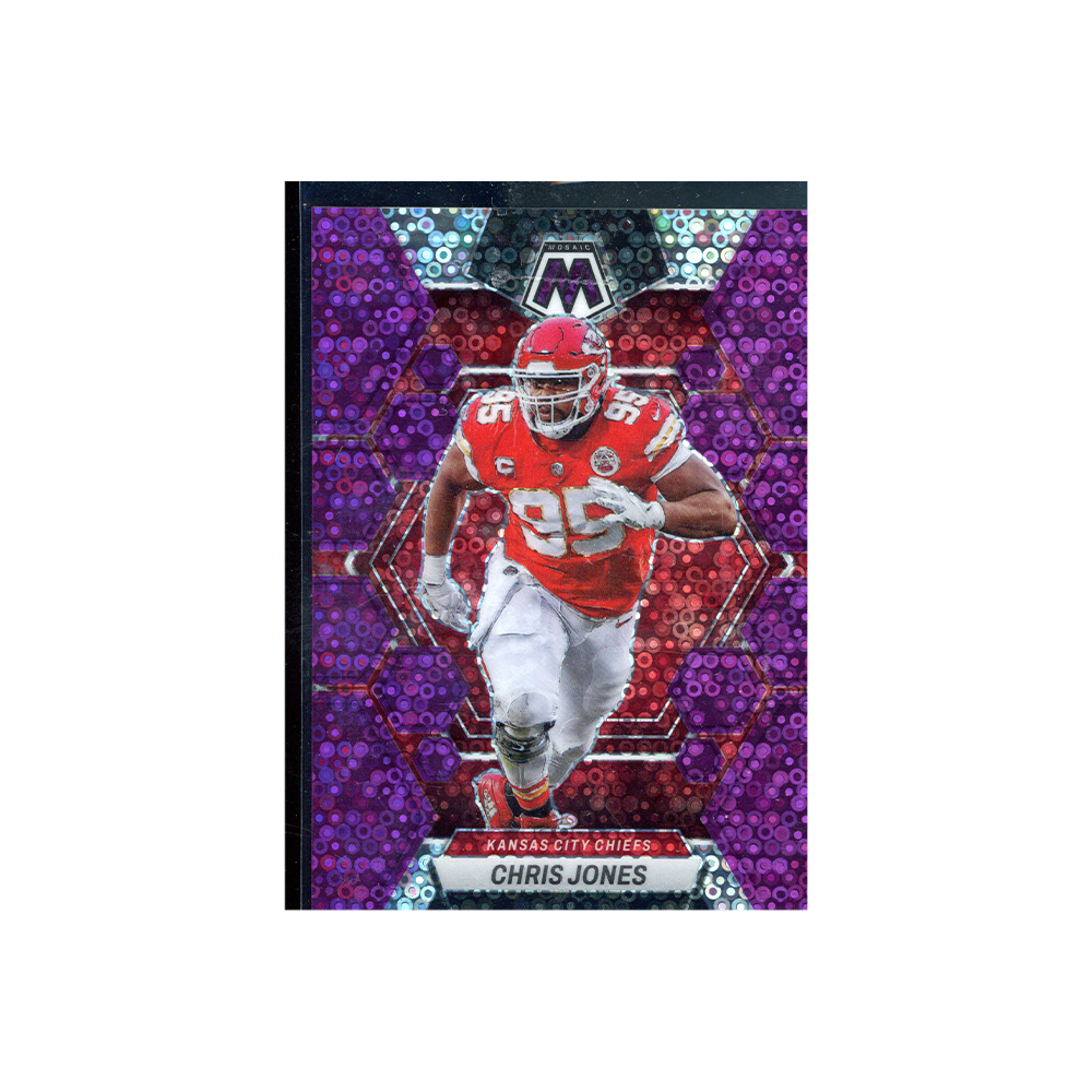Chris Jones 2023 Panini Mosaic Football No Huddle Purple /50
