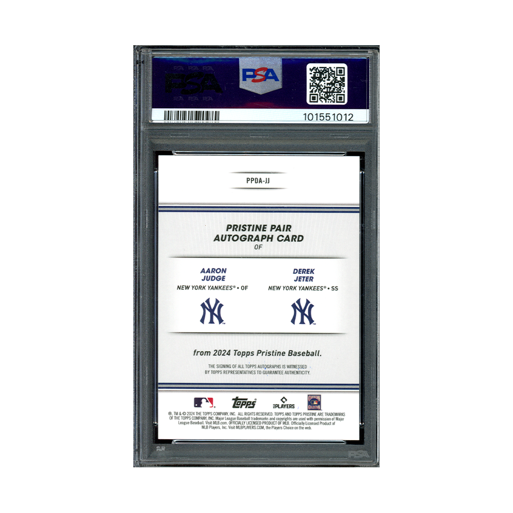 Aaron Juge&Derek Jeter 2024 Topps Pristine Pair Dual Auto /25 PSA 9