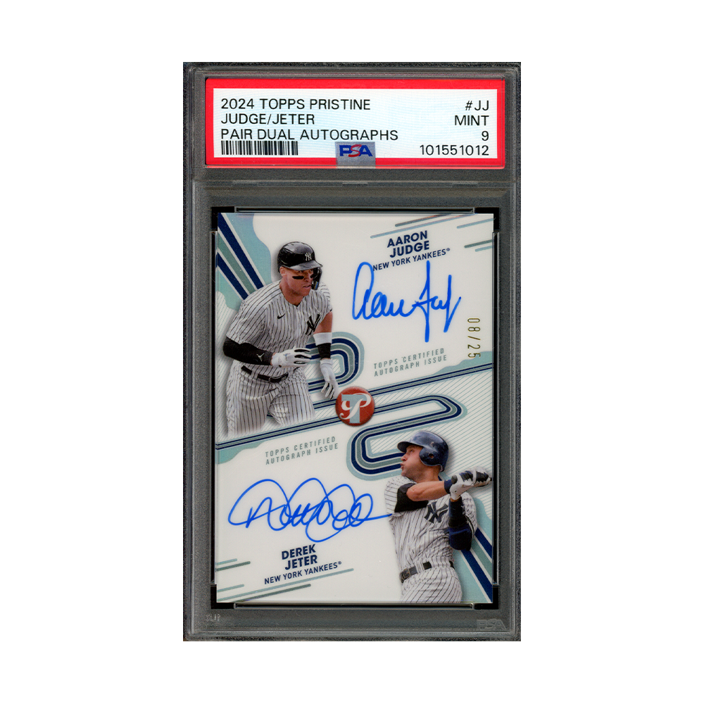 Aaron Juge&Derek Jeter 2024 Topps Pristine Pair Dual Auto /25 PSA 9