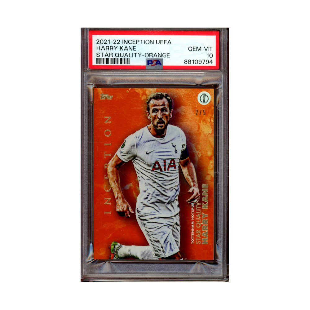 Harry Kane 2021-22 Topps Inception UEFA Star Quality Orange /5 PSA 10