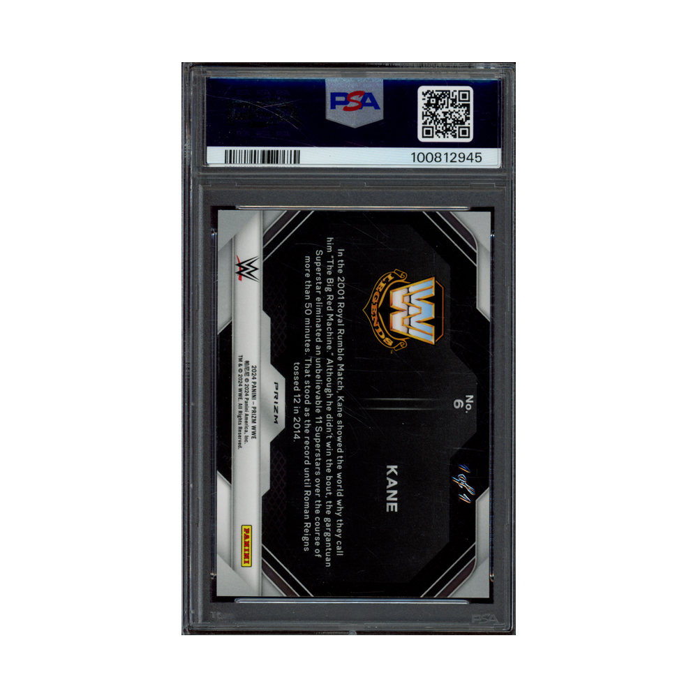 Kane 2024 Panini Prizm WWE Rumble Performances Black Prizm 1/1 PSA 10