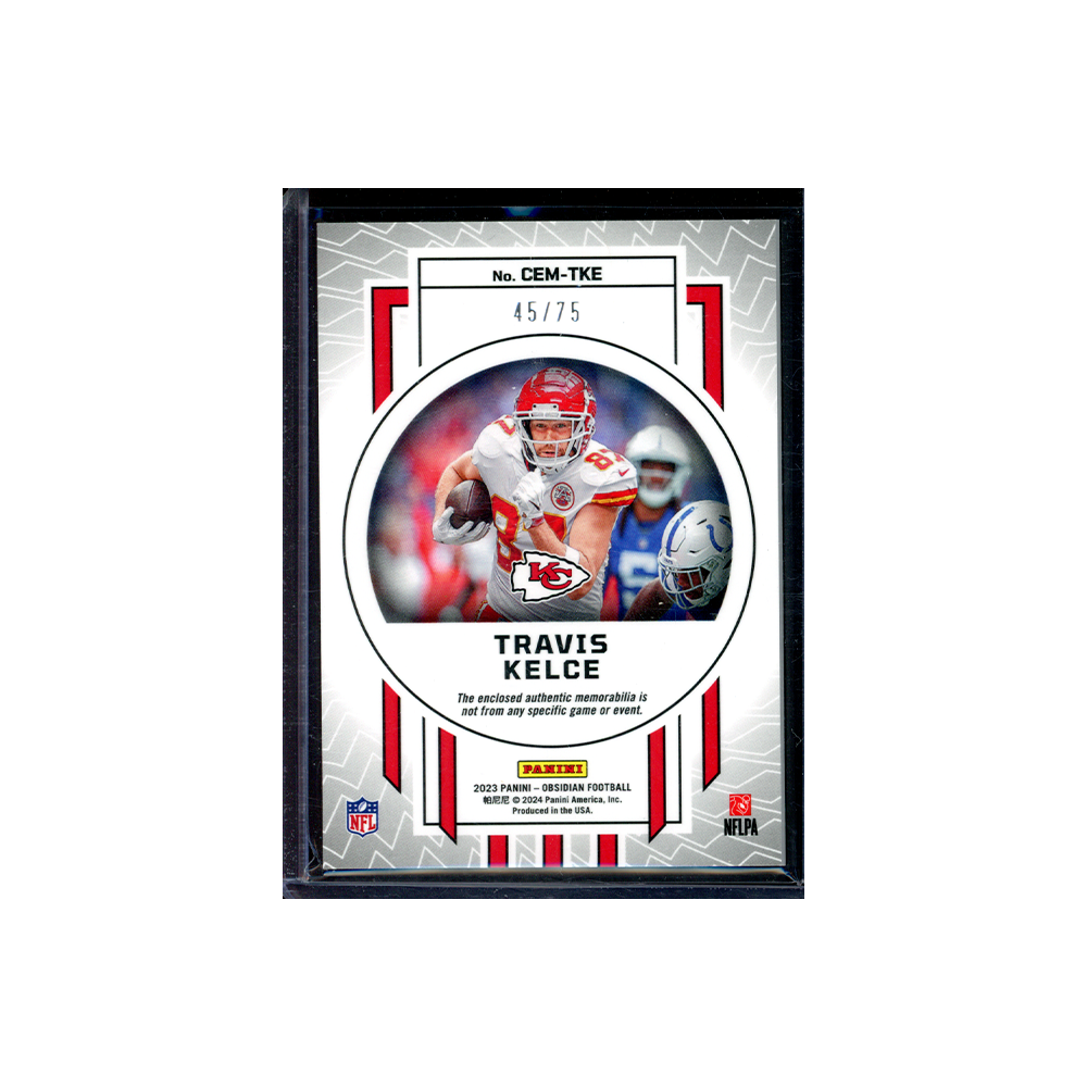 Travis Kelce 2023 Panini Obsidian Football Cutting Edge Patch Purple /75