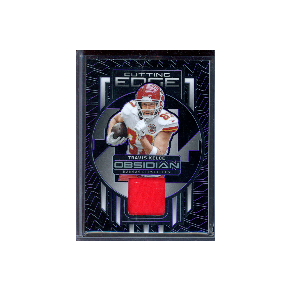 Travis Kelce 2023 Panini Obsidian Football Cutting Edge Patch Purple /75