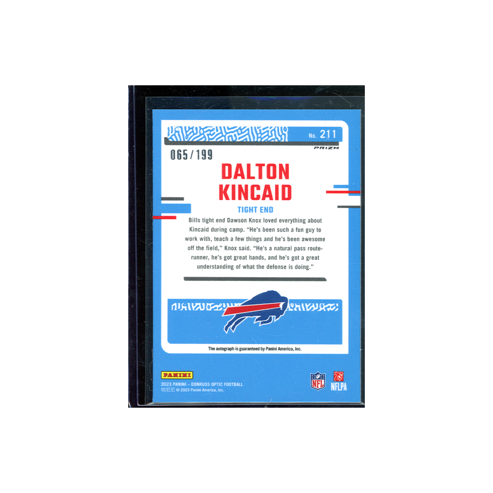 Dalton Kincaid 2023 Panini Donruss Optic Football Rated Rookie Auto /199