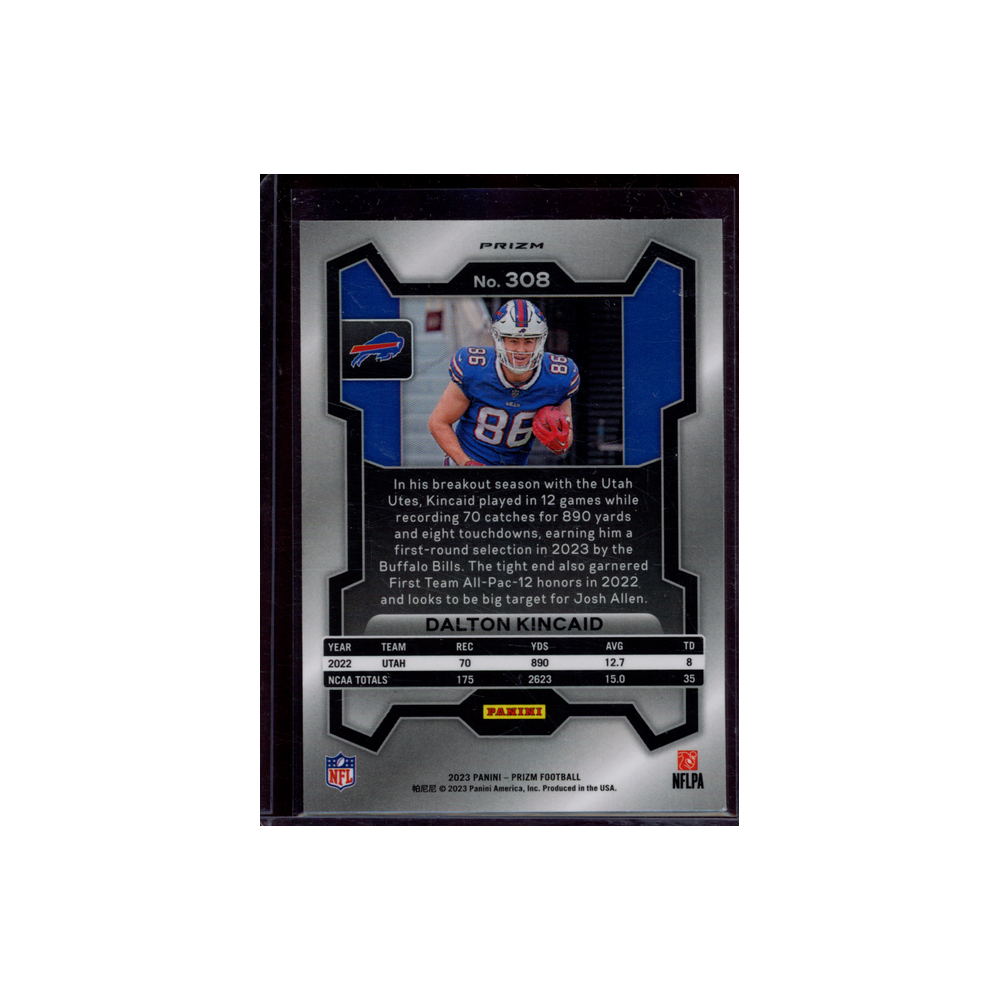 Dalton Kincaid 2023 Panini Prizm Football Rookie Silver Prizm