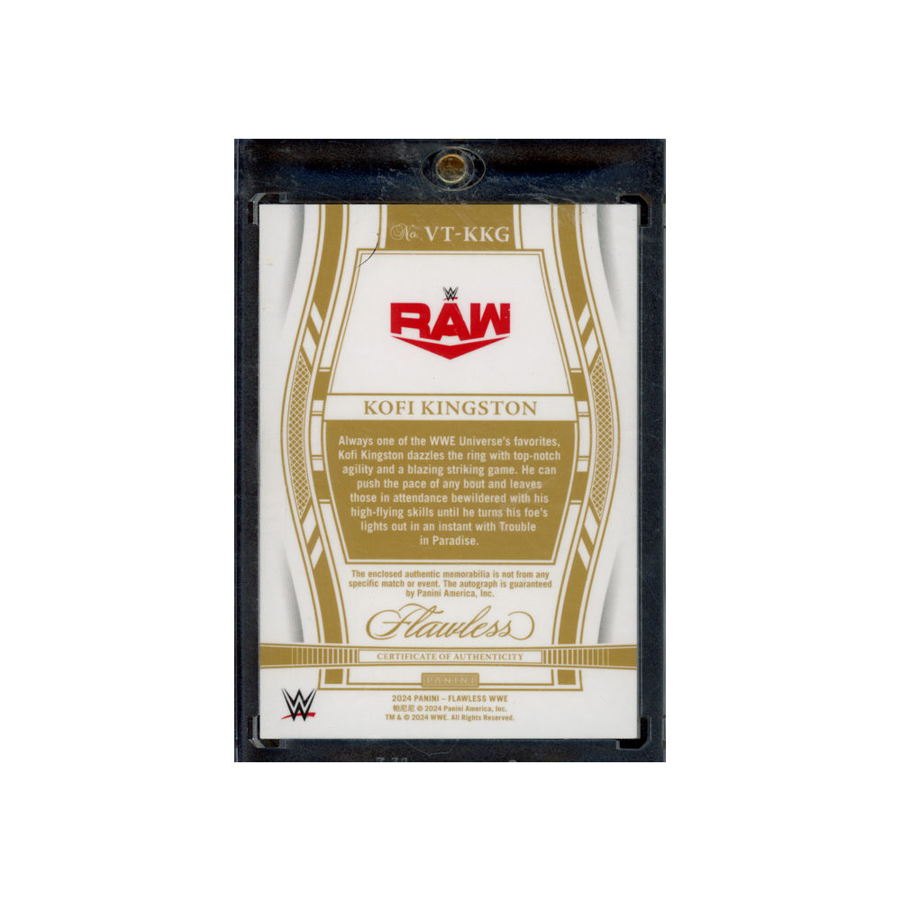 Kofi Kingston 2024 Panini Flawless WWE Patch Auto Purple /8