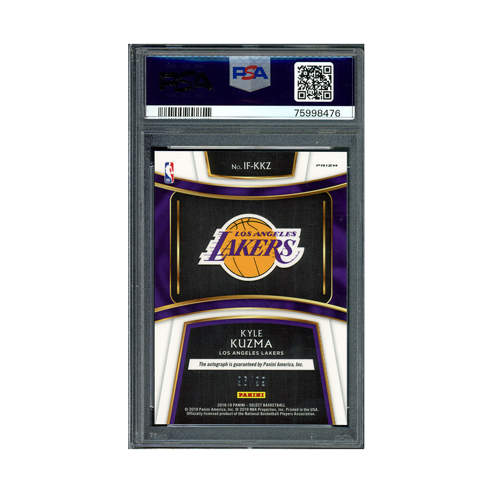 Kyle Kuzma 2018-19 Panini Select Basketball In Flight Auto Neon Green /99 PSA 9