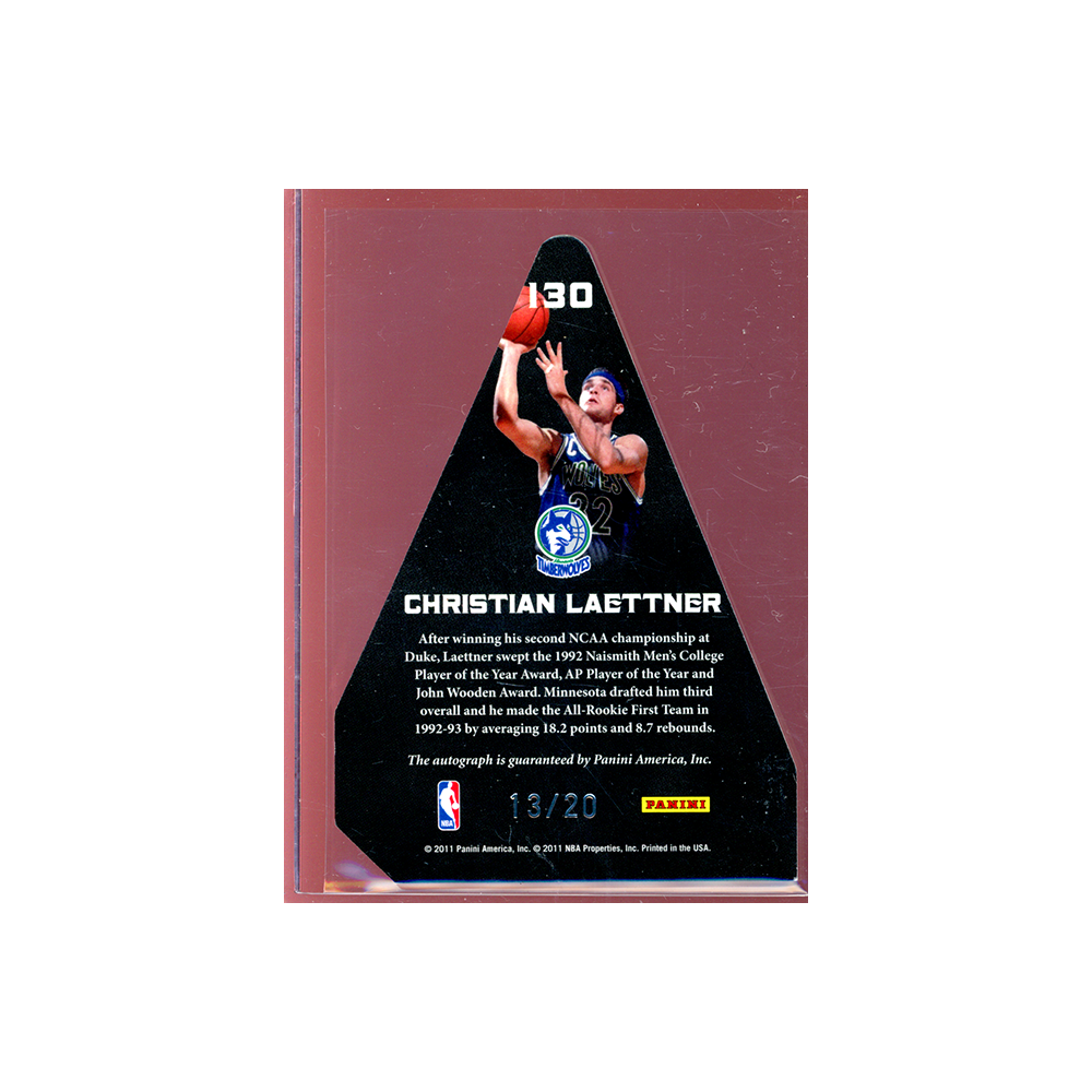Christian Laettner 2011 Panini Crown Royale Basketball Choice Award On-Card Auto /20