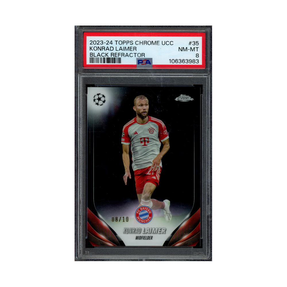 Konrad Laimer 2023-24 Topps Chrome UCC Black Refractor /10 PSA 8