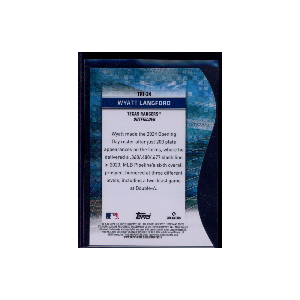 Wyatt Langford 2024 Topps Stadium Club Chrome MLB Rookie /99