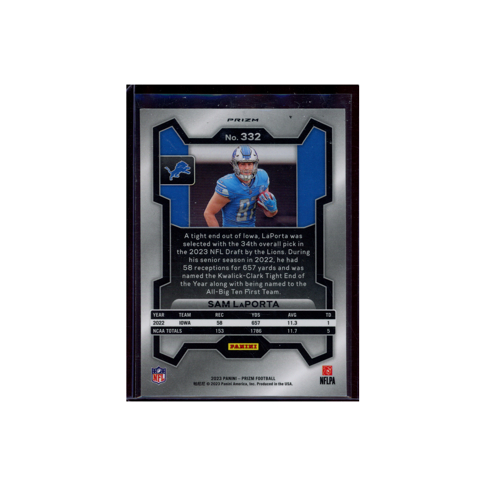 Sam LaPorta 2023 Panini Prizm Football Rookie Silver Prizm