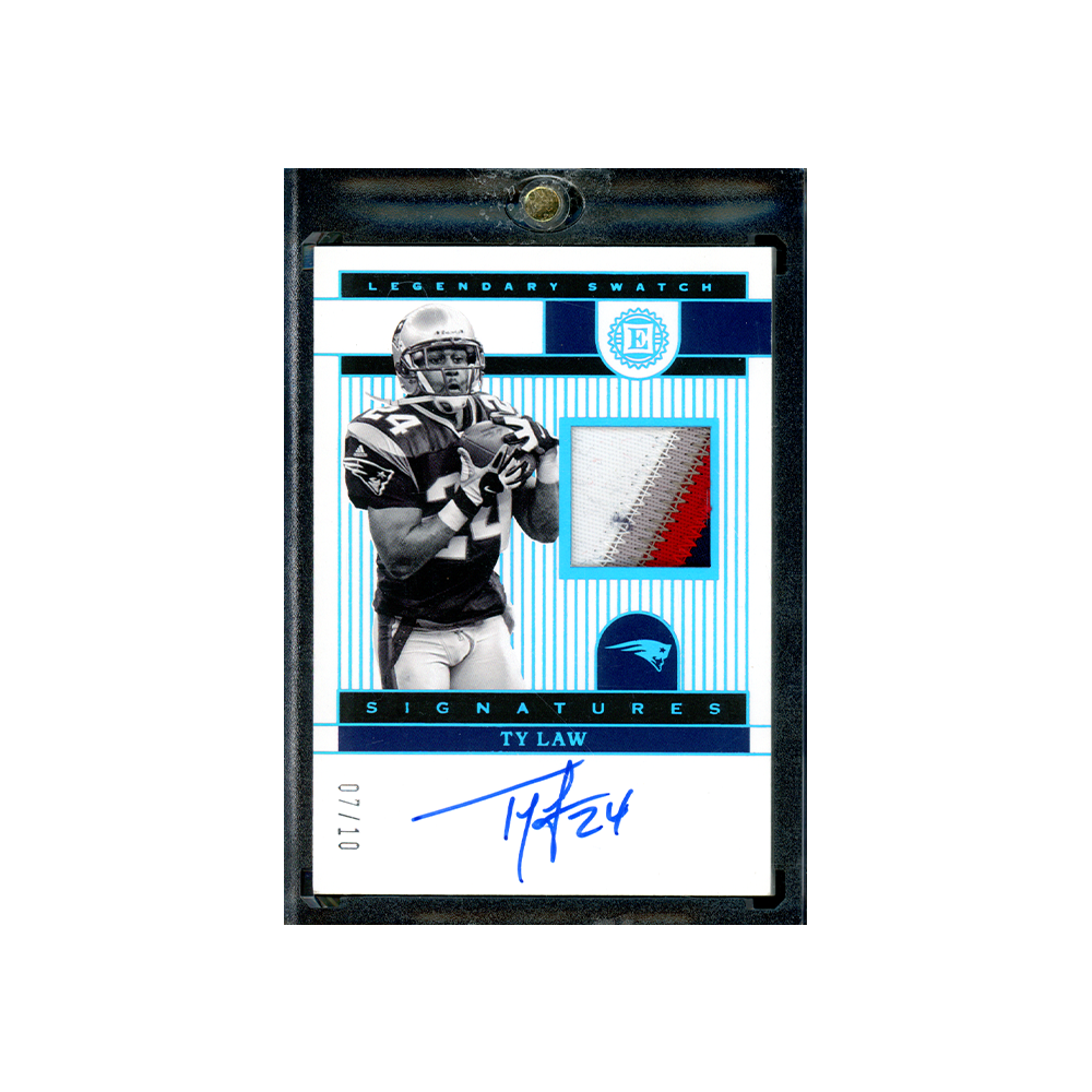 Ty Law 2022 Panini Encased Football Legendary Swatch Signatures Patch Auto Platinum /10