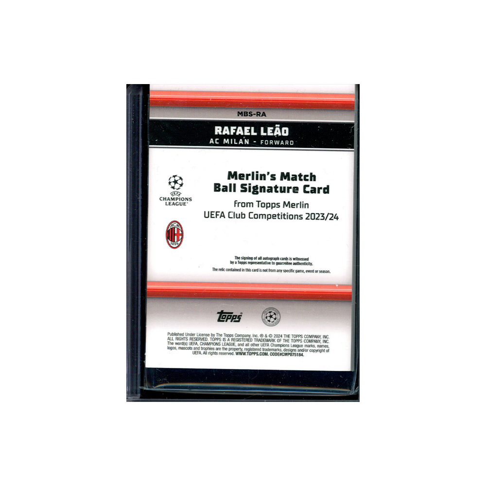 Rafael Leao 2023-24 Topps Merlin Chrome UCC Soccer Match Ball Signature /25