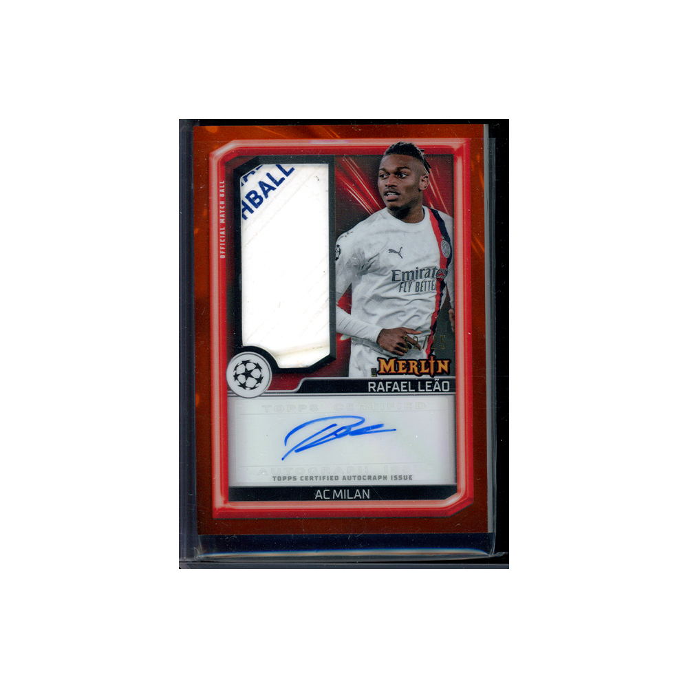 Rafael Leao 2023-24 Topps Merlin Chrome UCC Soccer Match Ball Signature /25