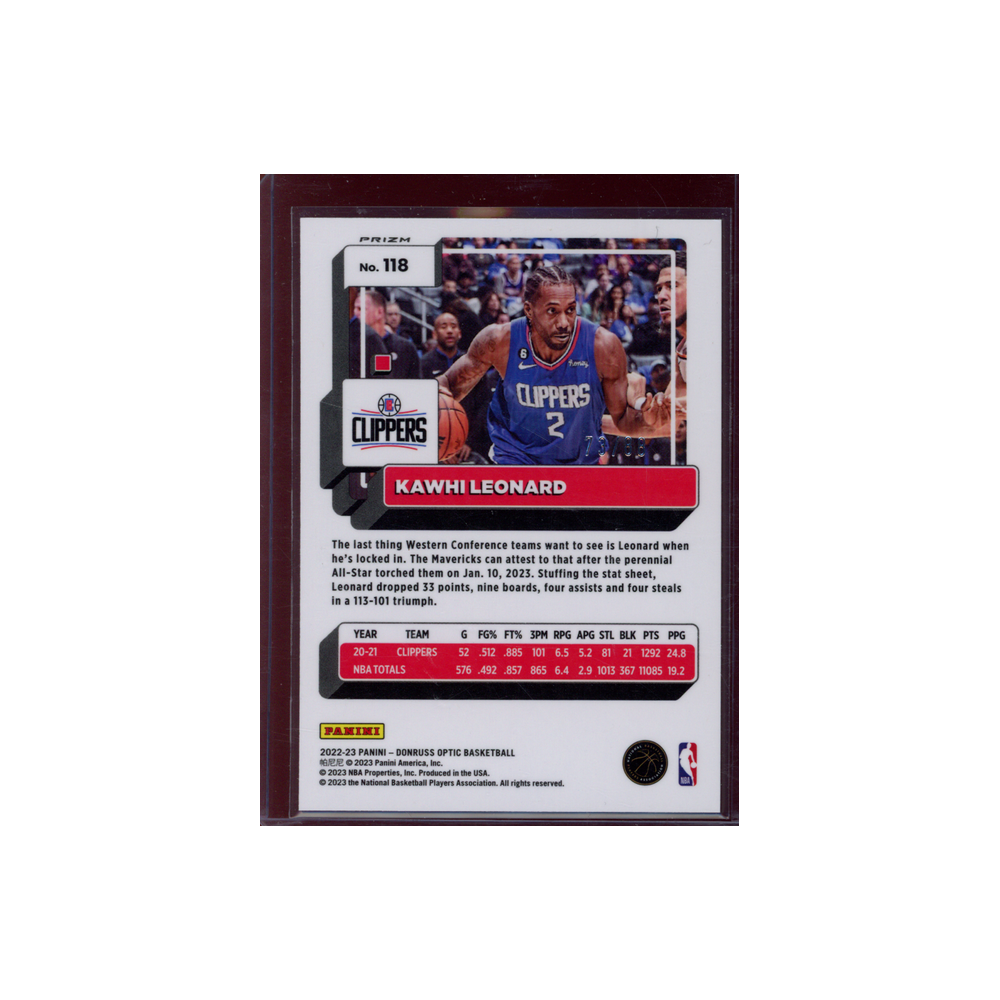 Kawhi Leonard 2022-23 Panini Donruss Optic Red Choice /88