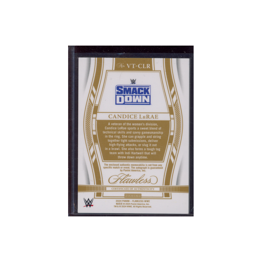 Candice LeRae 2024 Panini Flawless WWE Patch Auto Gold /10