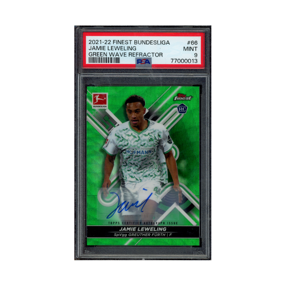 Jamie Leweling 2021-22 Finest Bundesliga Green Wave Refractor /30 PSA 9