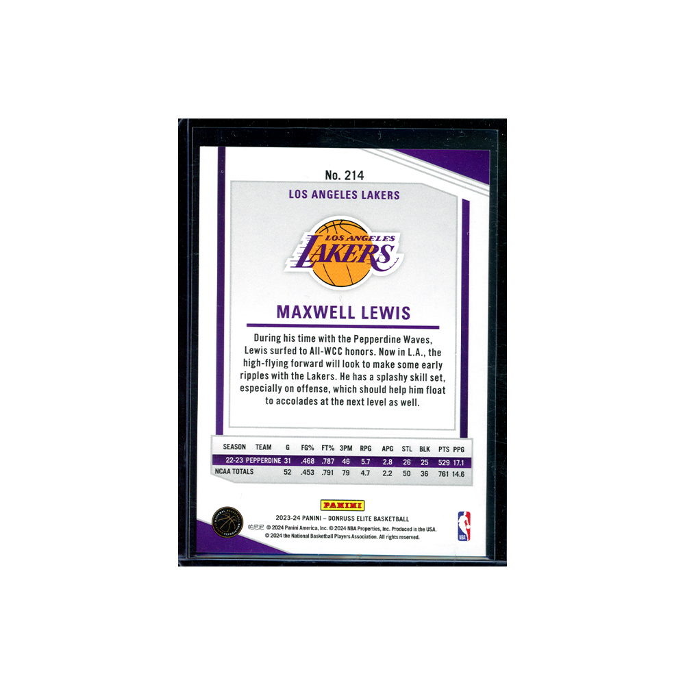 Maxwell Lewis 2023-24 Panini Donruss Elite Basketball Rookie Blue /99