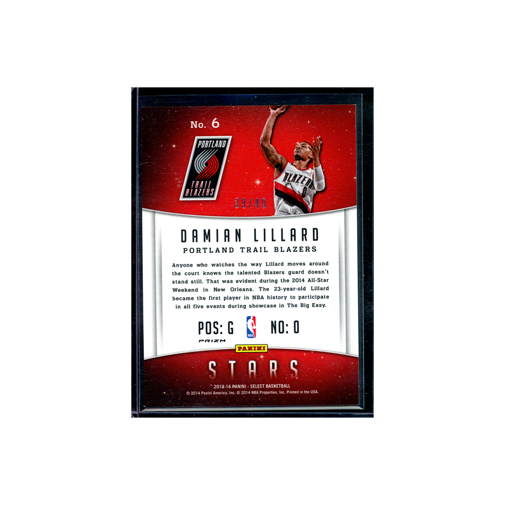 Damian Lillard 2013-14 Panini Select Basketball Stars Blue /49
