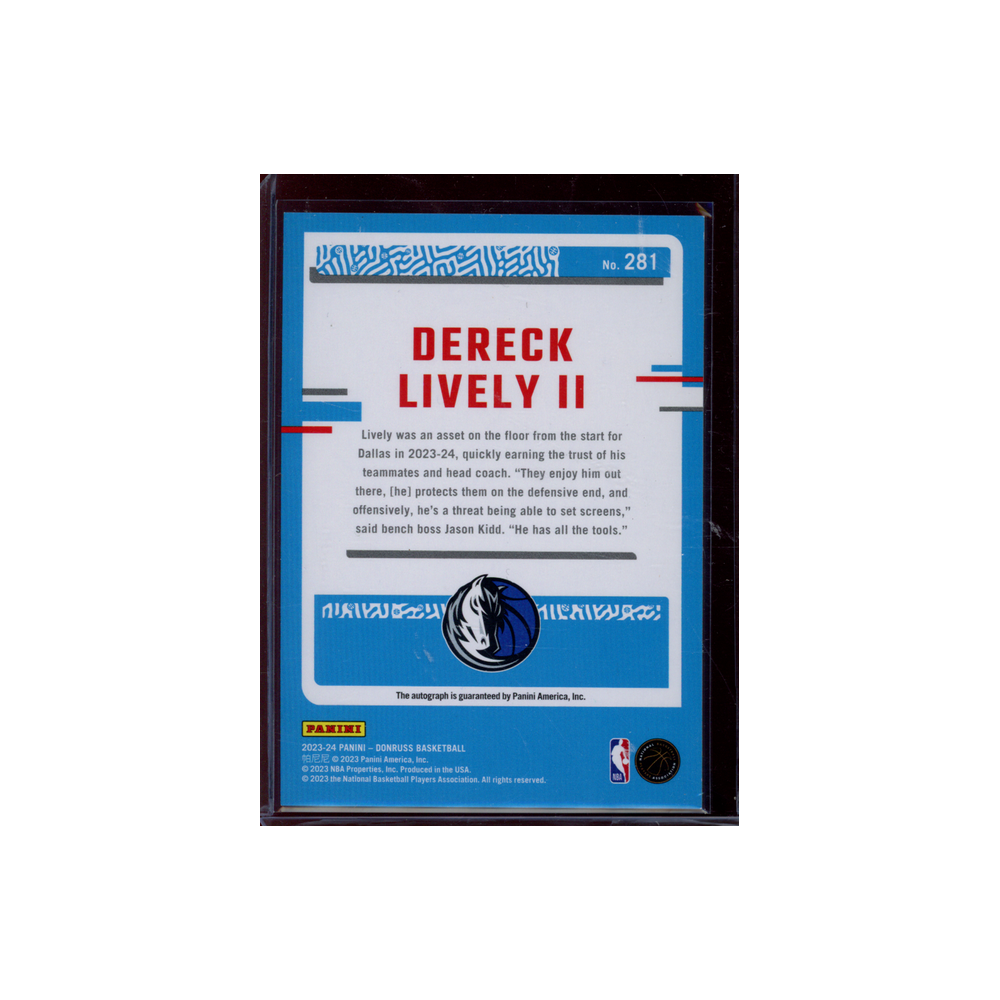 Dereck Lively II 2023-24 Panini Donruss Basketball Rated Rookie Choice Auto