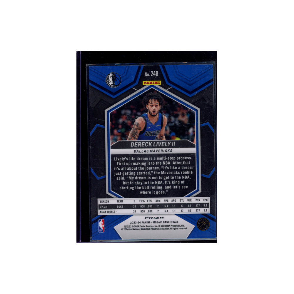 Dereck Lively II 2023-24 Panini Mosaic Basketball Rookie Green