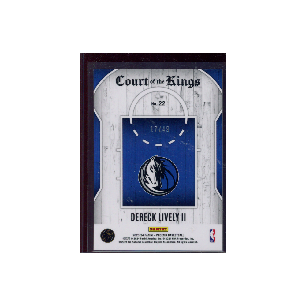 Dereck Lively II 2023-24 Panini Phoenix Basketball Rookie Court of the Kings /49