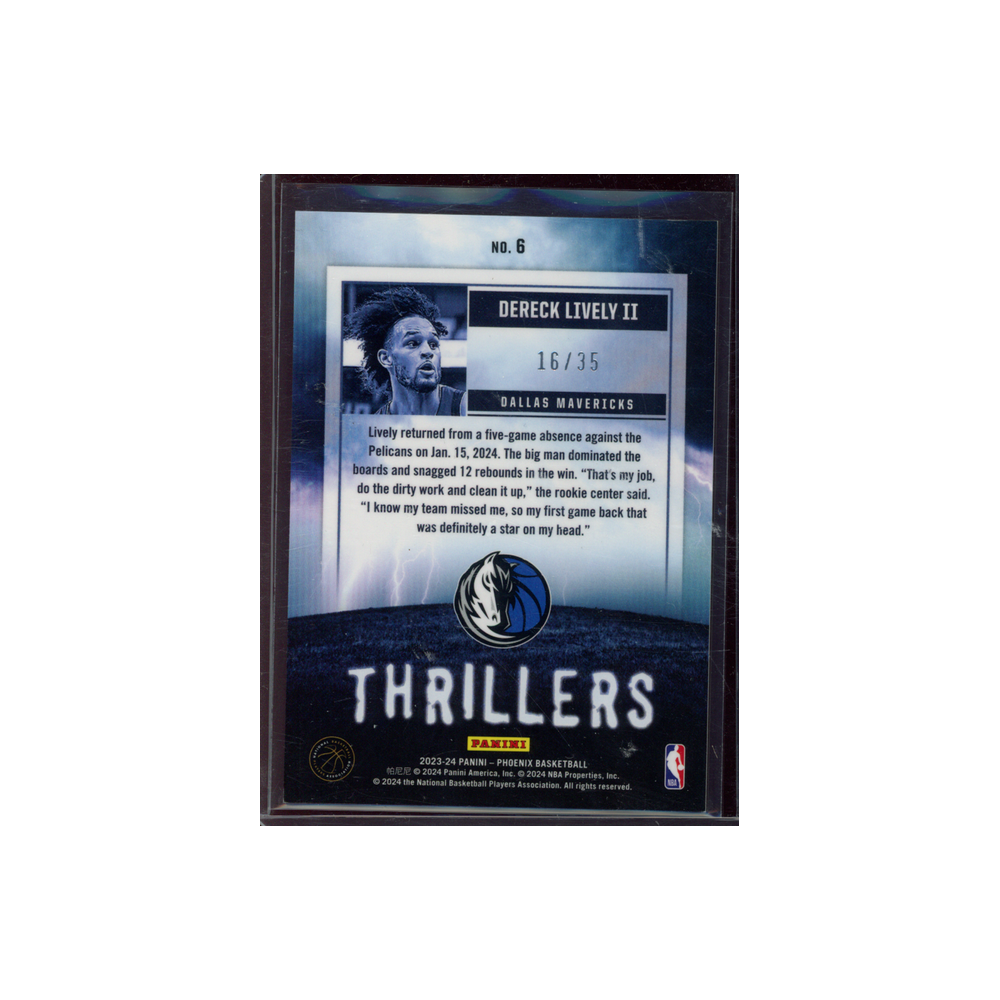Dereck Lively II 2023-24 Panini Phoenix Basketball Rookie Thrillers /35