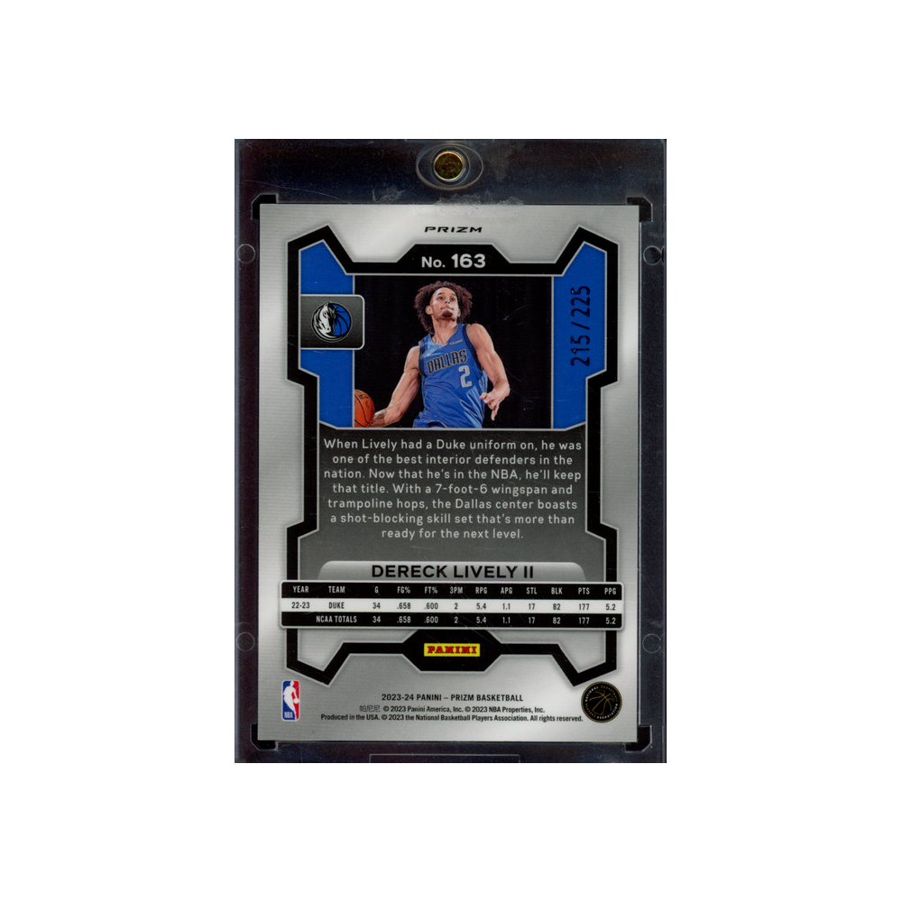 Derrick Lively 2023-24 Panini Prizm Basketball Teal Ice Prizm /225